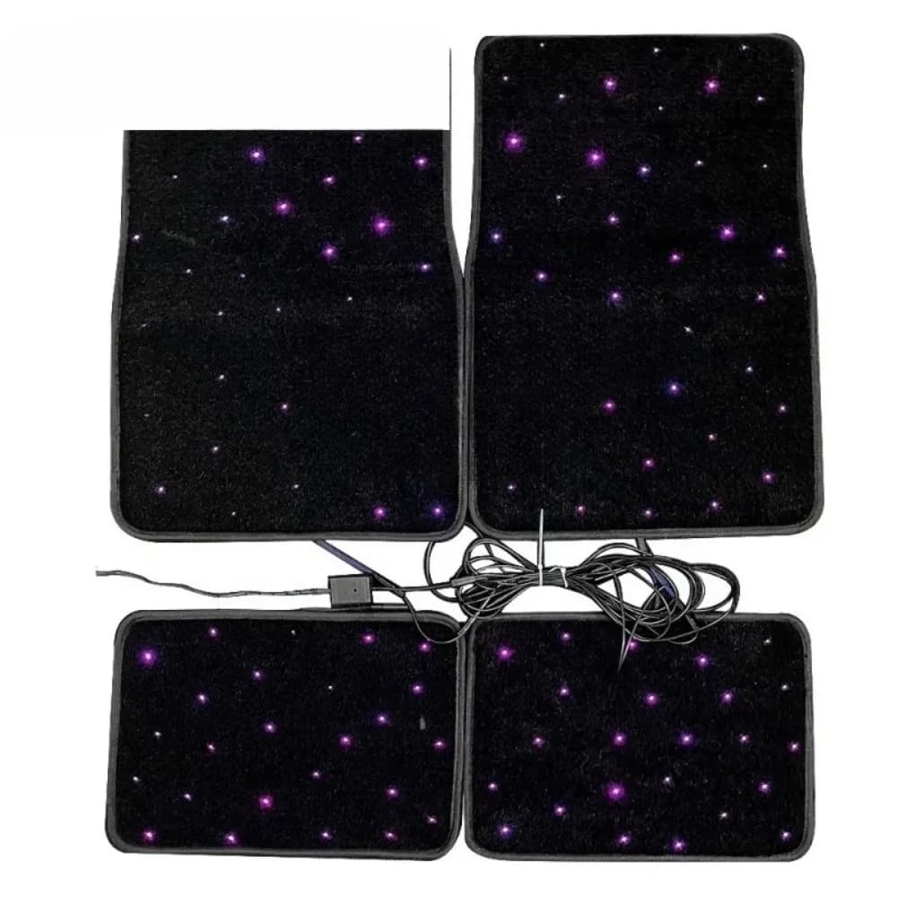 To Fiber Optic Twinkle Stars Car Mats Star Light LED Rugs With APP Remote Control 4PCS/Set For Car Decoration
