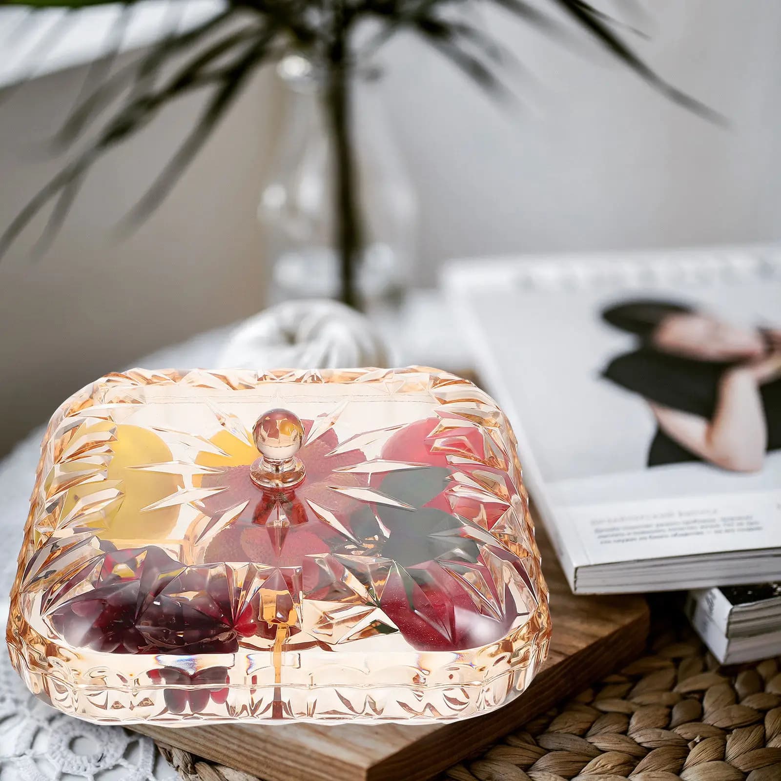 Sturdy Lightweight Plastic Dried Fruit Box with Lid Snack Storage Container for Parties Office Home Decorative Desktop Fruit