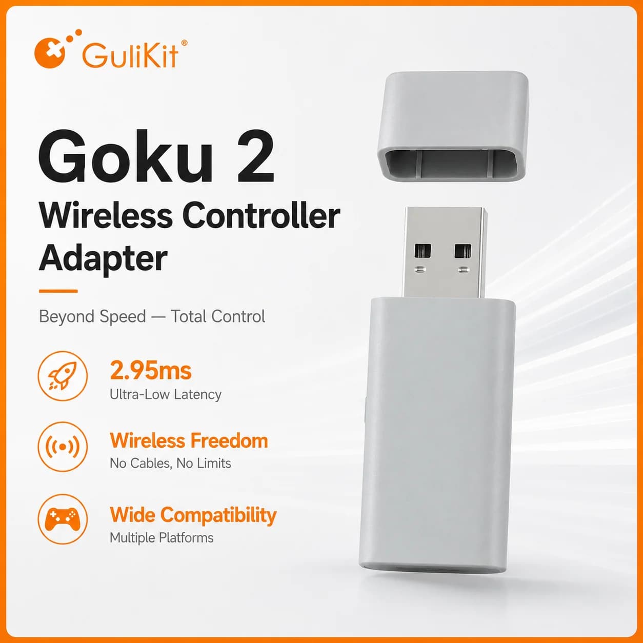 Gulikit Goku 2 Wireless Controller Adapter Receiver Dongle for Windows Switch 1/2 PS4 Android Xbox Series S/X,Xbox One Platform