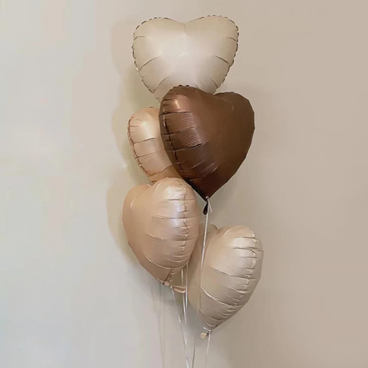 Decorazione di palloncini a forma di cuore di cioccolato caramello amore crema retrò da 5 pezzi da 18 pollici