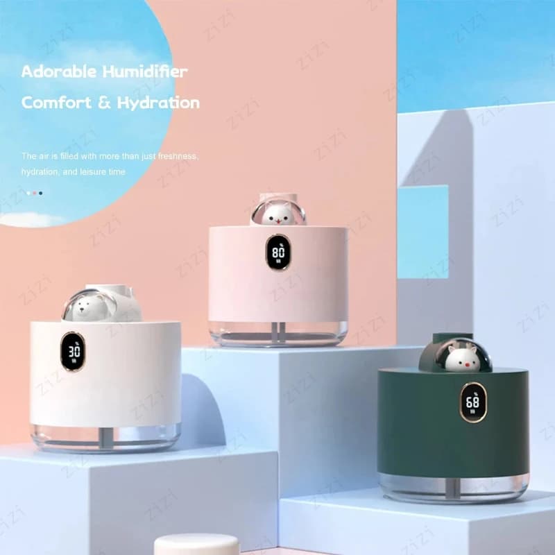 Umidificatore spray con display a capsula spaziale simpatico cartone animato, ricarica USB, umidificatore muto portatile con luce colorata per atmosfera