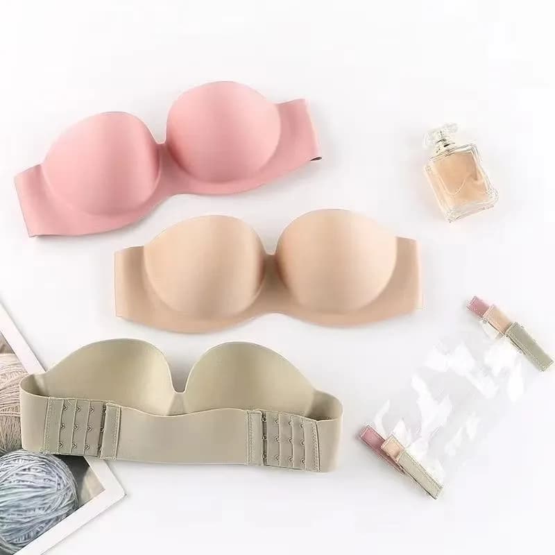 Women's Sexy Strapless Push-Up Padded Bra Seamless Invisible Bralette Lingerie without Straps Female Underwear