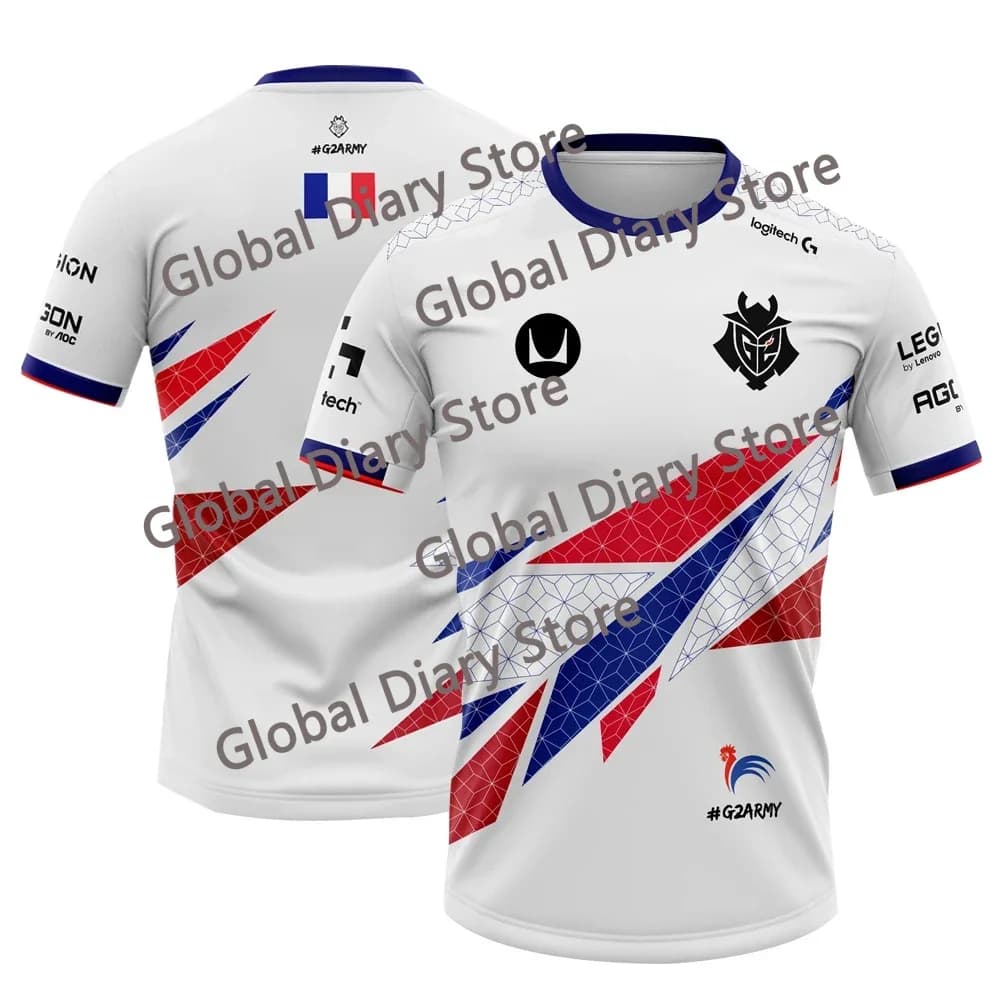 Maglia Estiva G2 per eSports CS GO, Uniforme di Squadra, Jersey Sportiva Nazionale, T-shirt da Allenamento per Uomo ad Asciugatura Rapida, Traspirante e Confortevole