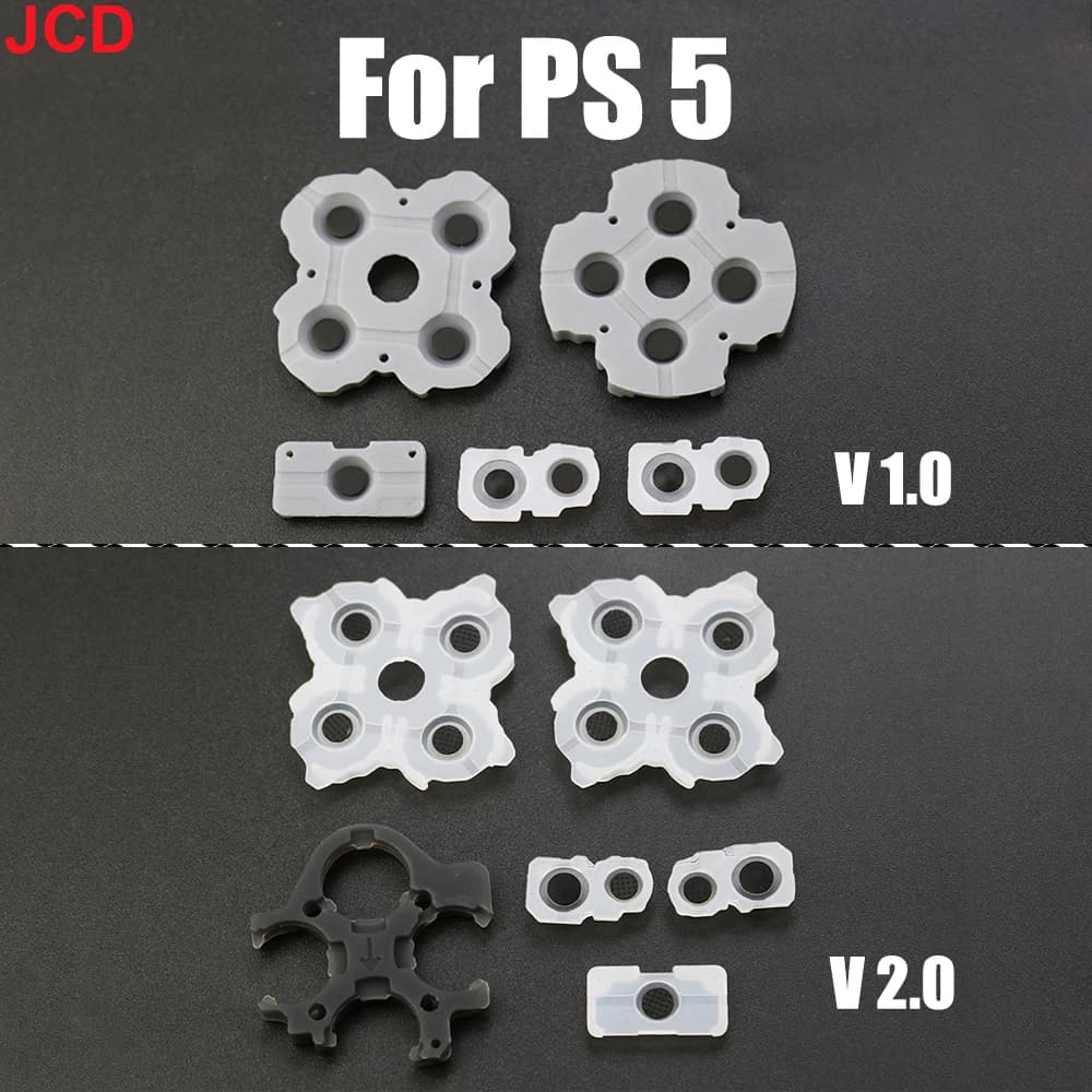JCD 1 Set Silicone Conductive Rubber Adhesive Button Pad Keypads for PS5 1.0 2.0 V1 V2 BDM-020 Controller Gamepad Accessories