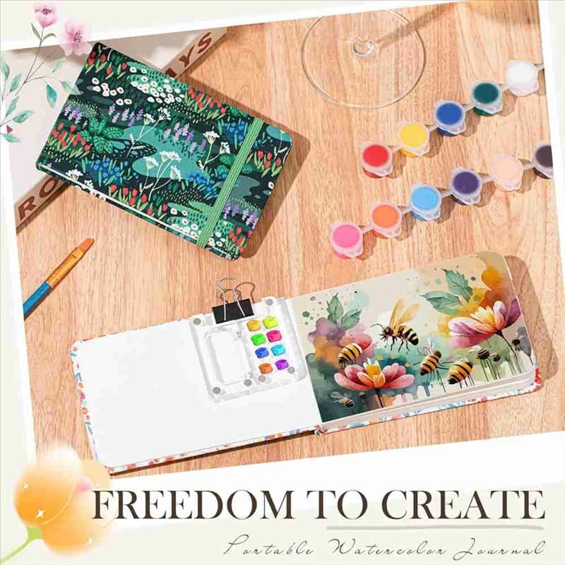2Pcs Watercolor Sketchbooks 3.5X5.5In Portable Watercolor Journal 20 Sheets/40 Pages 140Lb/300Gsm For Painting Sketching-ABIU