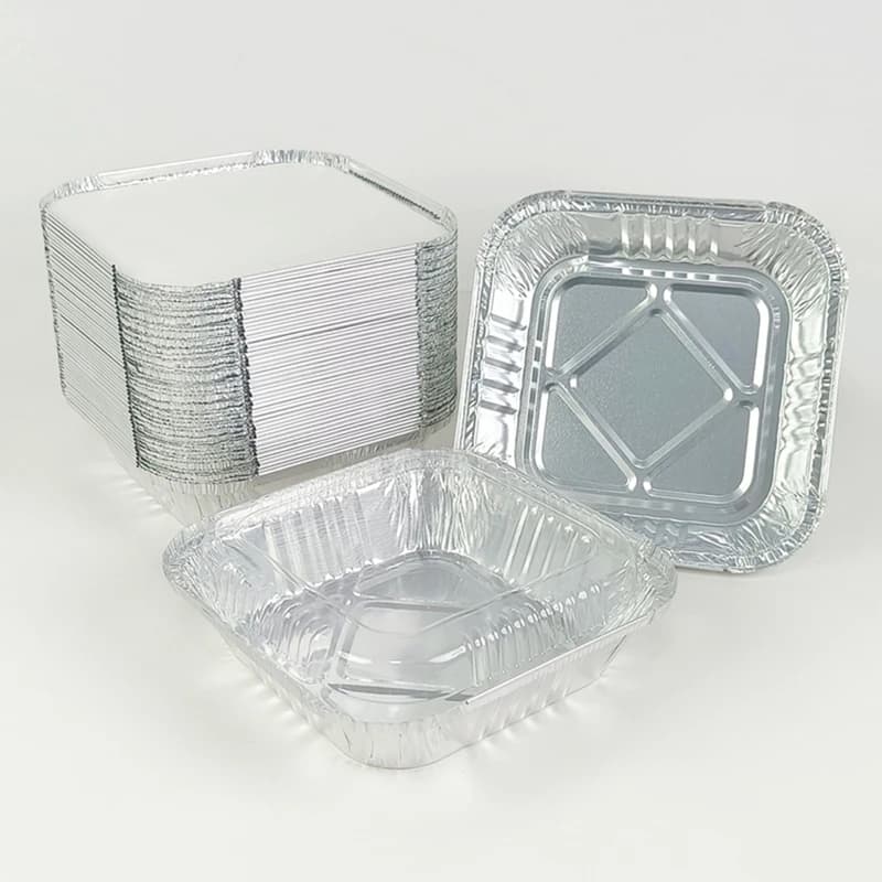 20/50/125Pcs Pack 540ml Square Aluminum Foil Food Containers Disposable Silver Foil Pans for Oven Air Fryer Baking BBQ Takeaway
