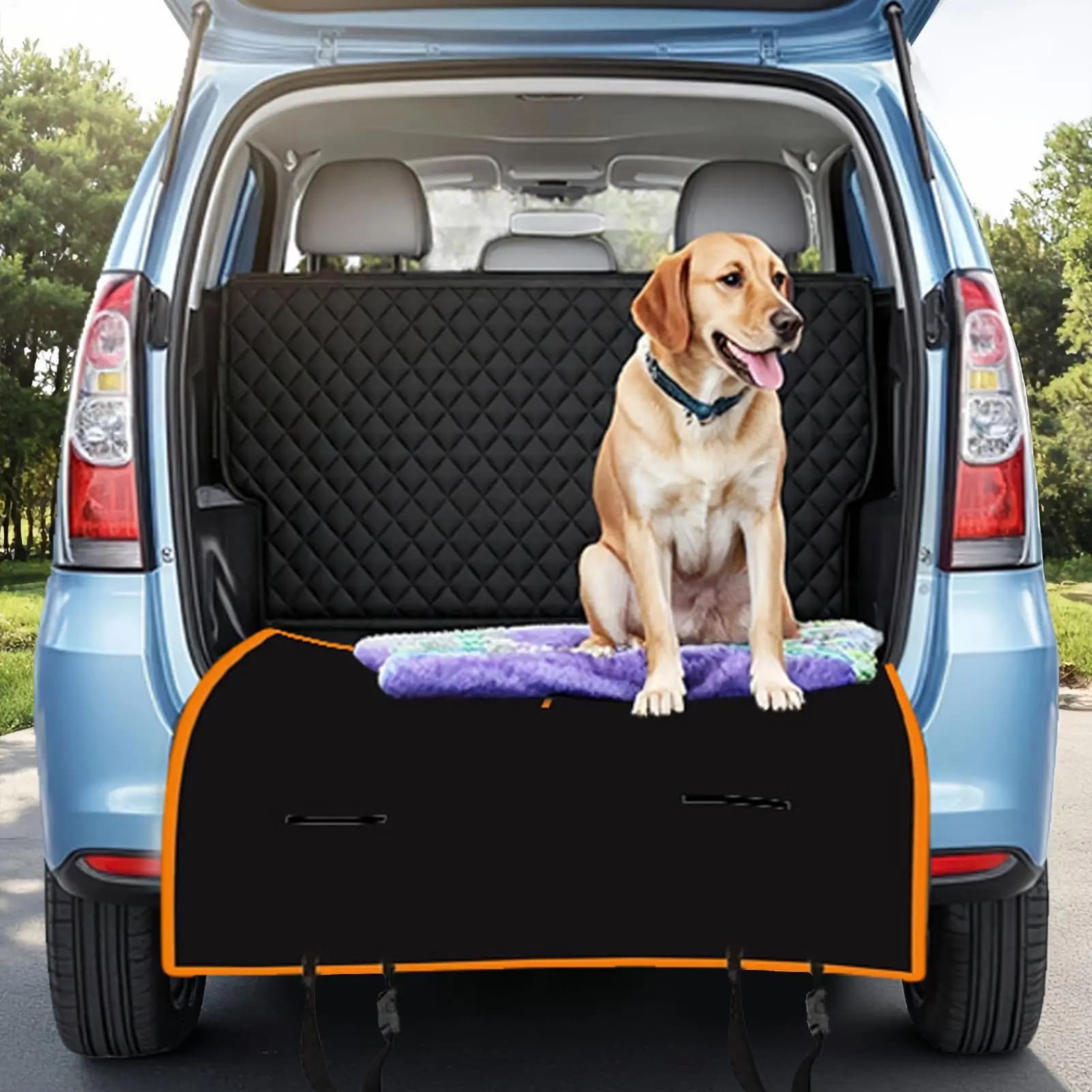 Coprisedile posteriore per auto per cani con alette laterali Cuscino protettivo per sedile posteriore per animali domestici Sedile posteriore per veicolo RV esterno Amaca portante nera