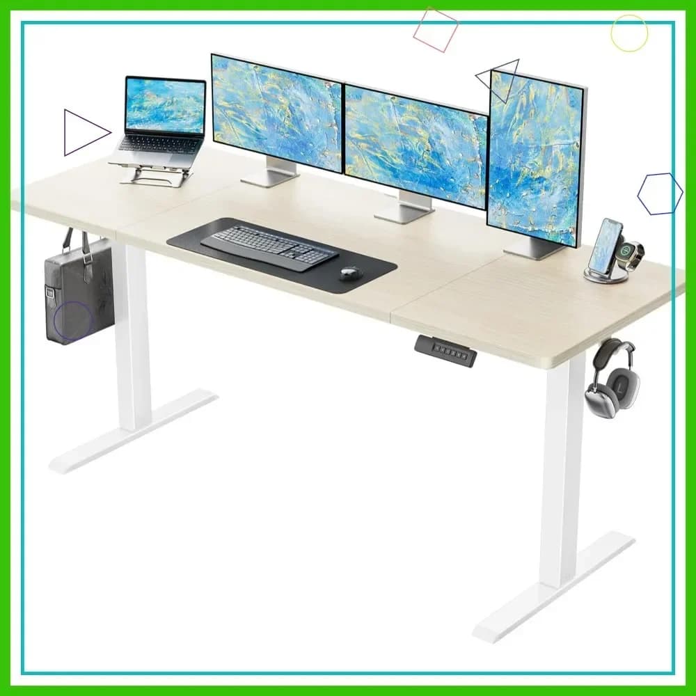 Scrivania elettrica regolabile in altezza 63 x 24 pollici, bestseller, con memorie preimpostate e sistema di gestione dei cavi per l'home office