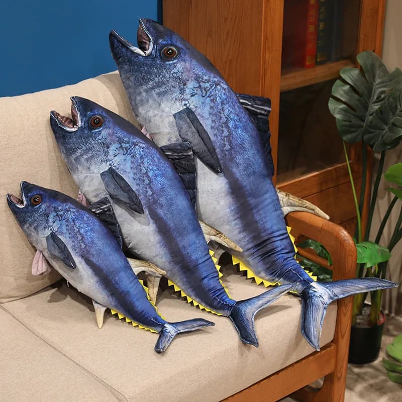 Peluche Gigante di Tonno Simulato 55-95cm, Giocattolo Morbido a Forma di Animale Marino, Cuscino Lungo per Dormire, Decorazione per la Casa