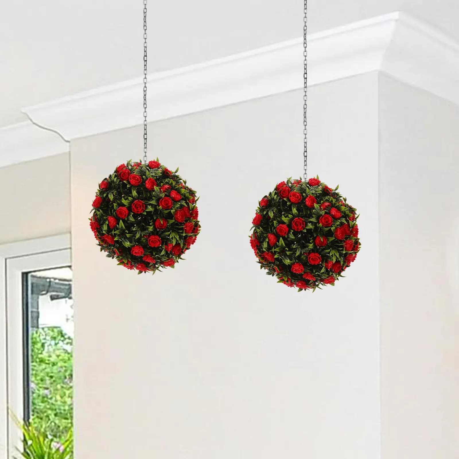 Artificial Topiary Ball Realistic Plastic Decorative Plant Sphere for Wedding Party Home Garden Indoor Outdoor Use