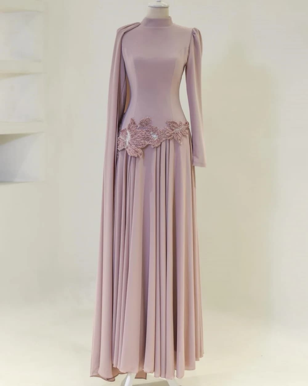 Abiti da sera dritti con paillettes floreali fatti a mano in jersey di moda stile moderno personalizzato Abiti da sera a maniche lunghe con collo alto