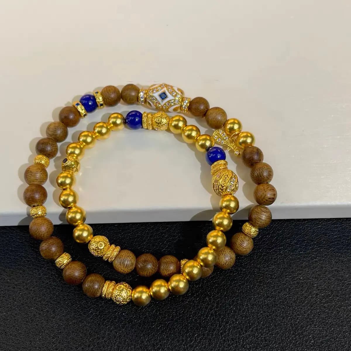 Original ancient sand golden bracelet bstars double circle natural nan agarwood