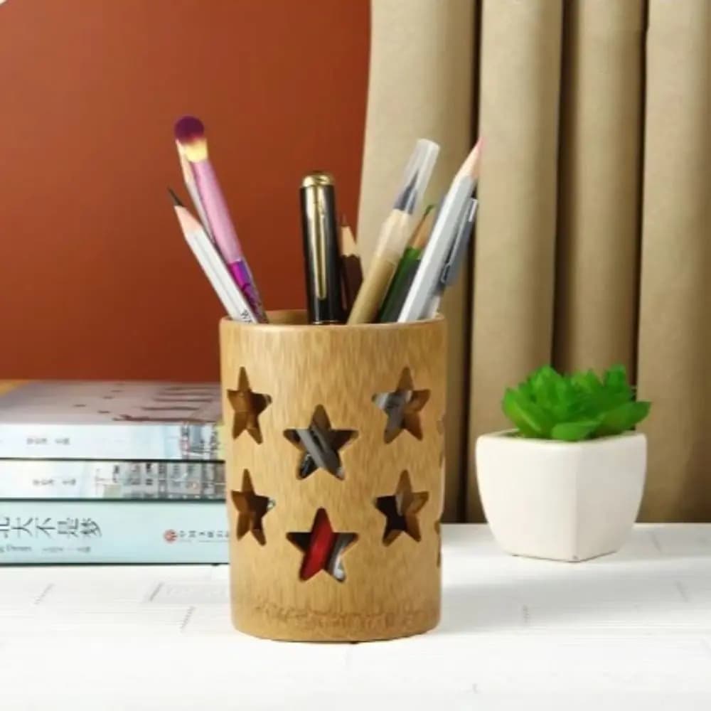 Hollow Bamboo Toothbrush Holder Quick Drying Degradable Toothpaste Storage Case Drainage Countertop Organizer Pencil Holder