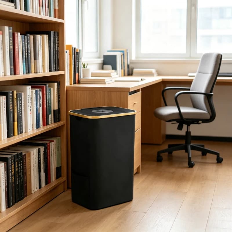 Cestino pieghevole per la conservazione domestica, design a borsa portatile, perfetto per la raccolta di bottiglie e articoli riciclabili all'interno di casa.