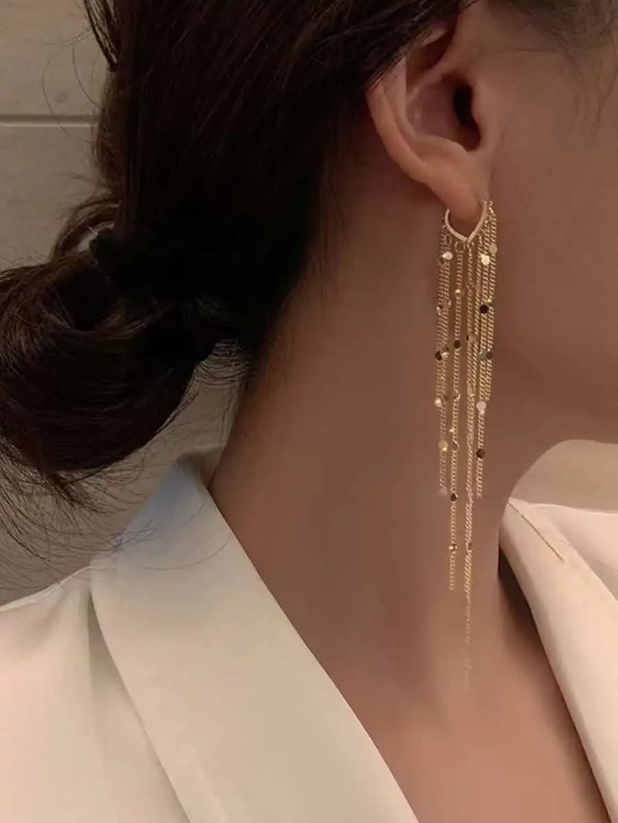 Metal tassel drop earrings for elegant everyday wear