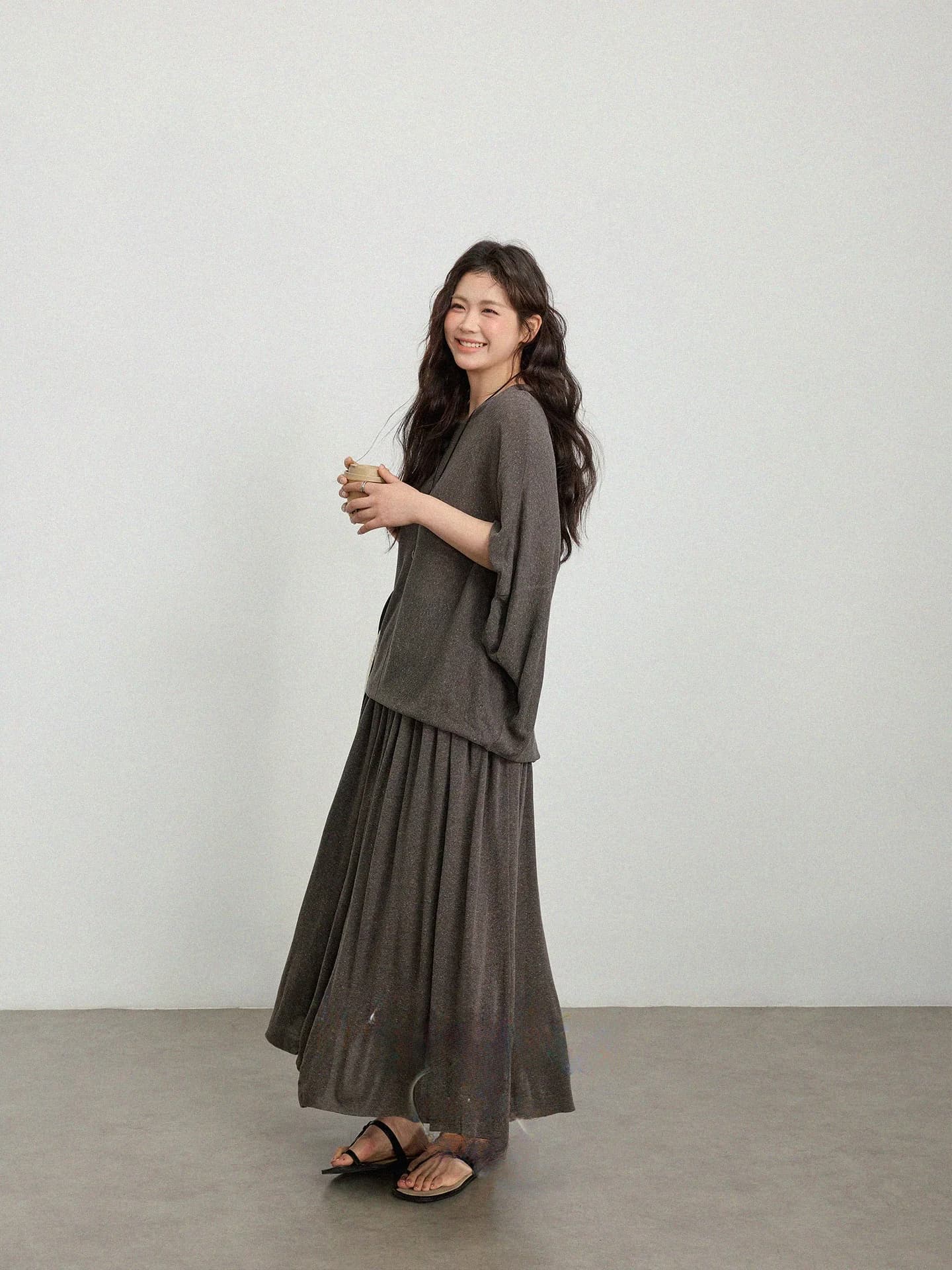 plus Size Commute High Waist Knitted Sweater Set Korean Style Loose Fit Two Piece Long Skirt Ensemble for plus Size Women