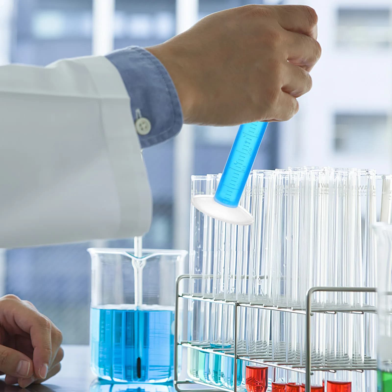 1 set 1 Set Plastic Graduated Cylinders Beakers Test Tube Pipettes Measuring Tools For Laboratory Science Clear Scale Precise
