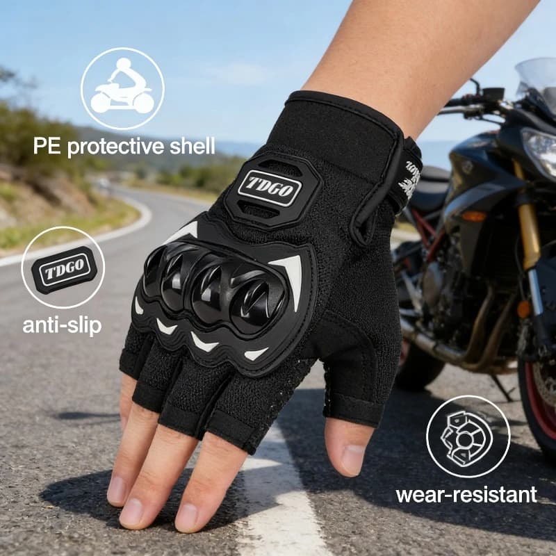 Guanti da motociclista a mezze dita estivi traspiranti con protezione solare per uomo e donna, guanti da moto ATV Motocross Off Road