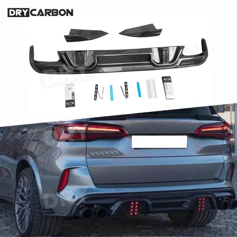 Carbon Fiber Rear diffuser for BMW F95 X5M F96 X6M 2020-2024, Spoiler and Splitter for rear bumper