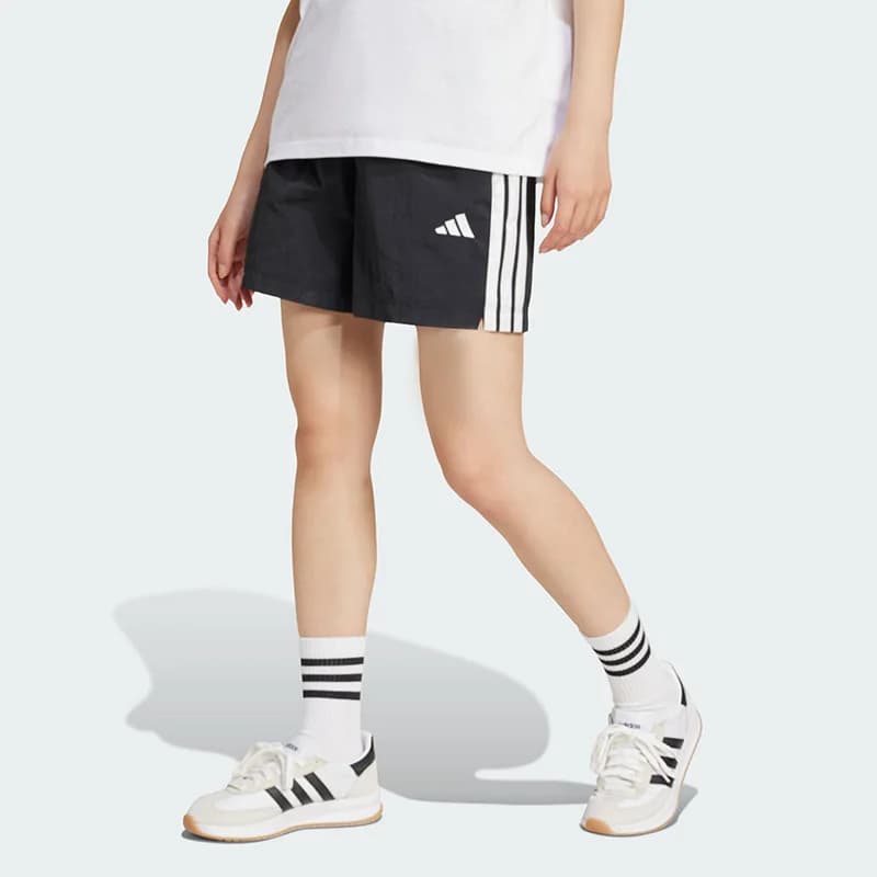 2026 Adidas Je1309 Pantaloncini da donna in tessuto a vita alta con coulisse elastica, casual e sportivi