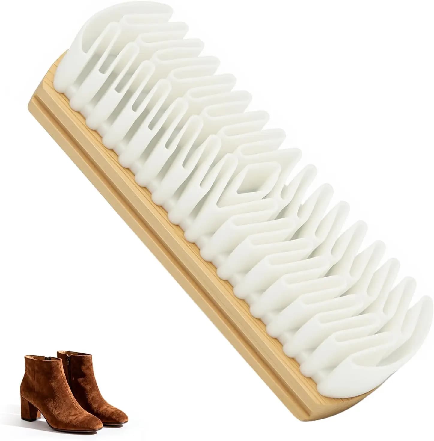Set Spazzola e Gomma per Scarpe in Pelle Scamosciata, Pulitore con Manico in Legno per Scarpe, Borse, Giacche, Divani - Gomma Morbida in Crepe e Spazzola