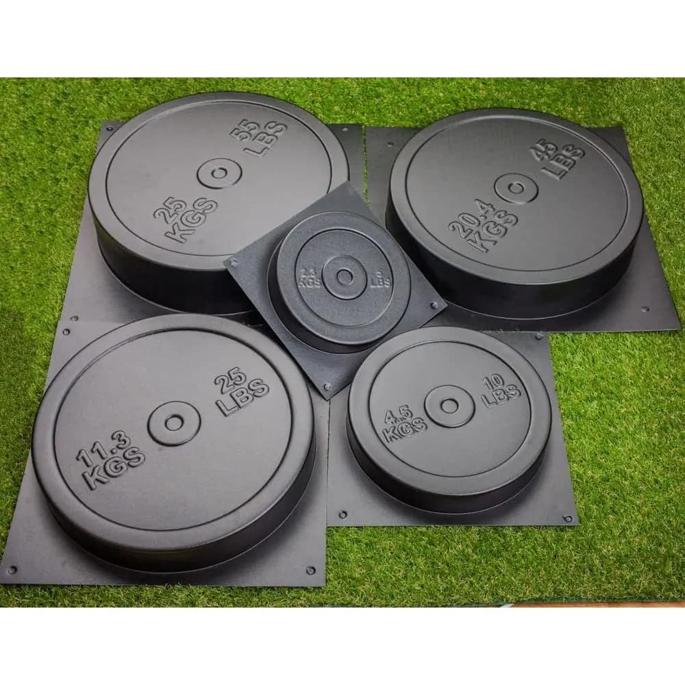 5-Piece ABS Plastic Concrete Weight Mold Set - 2mm Thick for Dumbbell & Barbell Plates