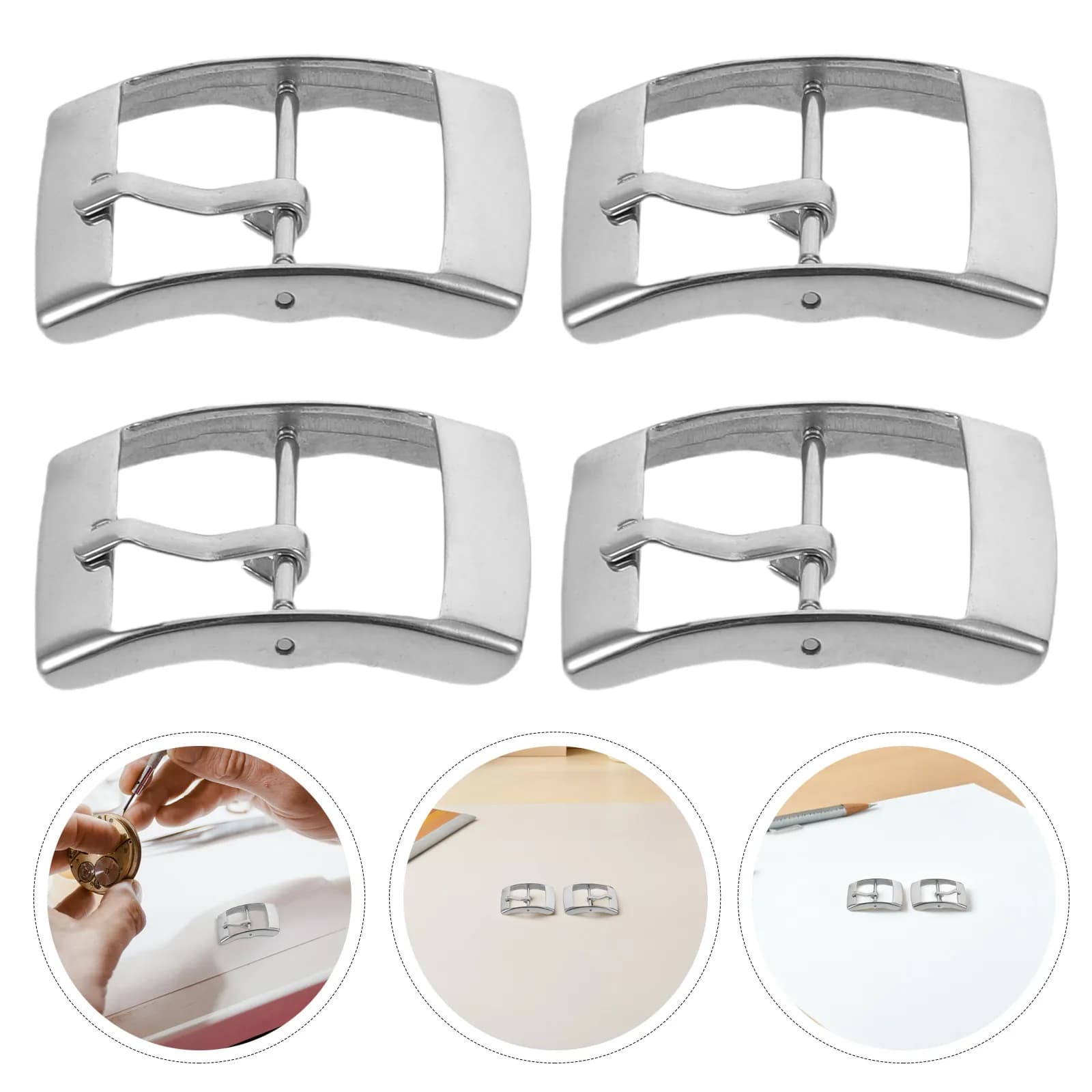 4Pcs Stainless Steel Watch Band Buckle Replacement Clasp for Men Women Universal Pin Buckle Quick Release Metal Strap Connector