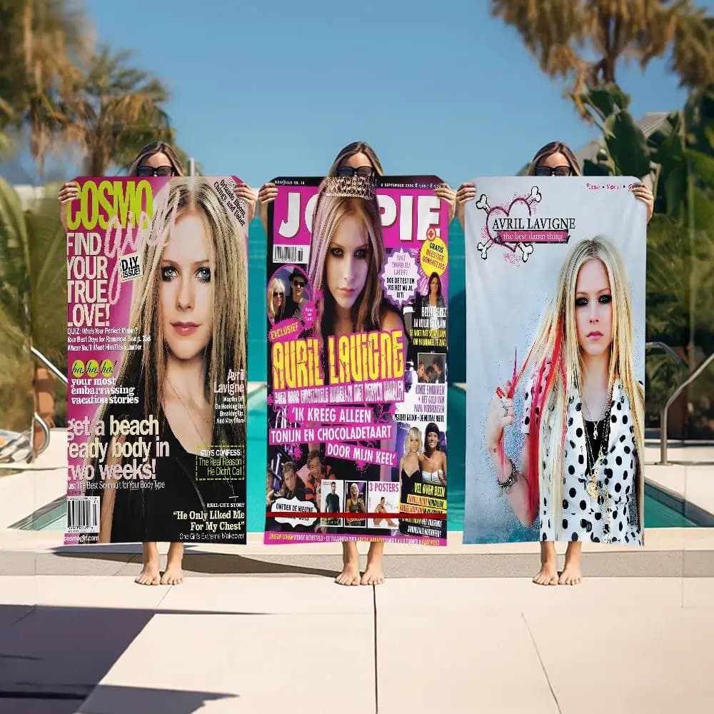 Asciugamani da spiaggia in microfibra Singer Avril Lavigne, ad asciugatura rapida, per viaggi, piscina e yoga