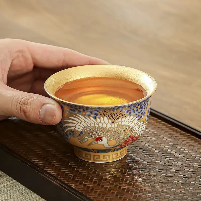 Suet giada dorata master cup Ruihe Chengxiang Arhat tazza tazza d'oro di fascia alta Kung Fu set da tè tazza da tè per uso domestico di lusso leggero