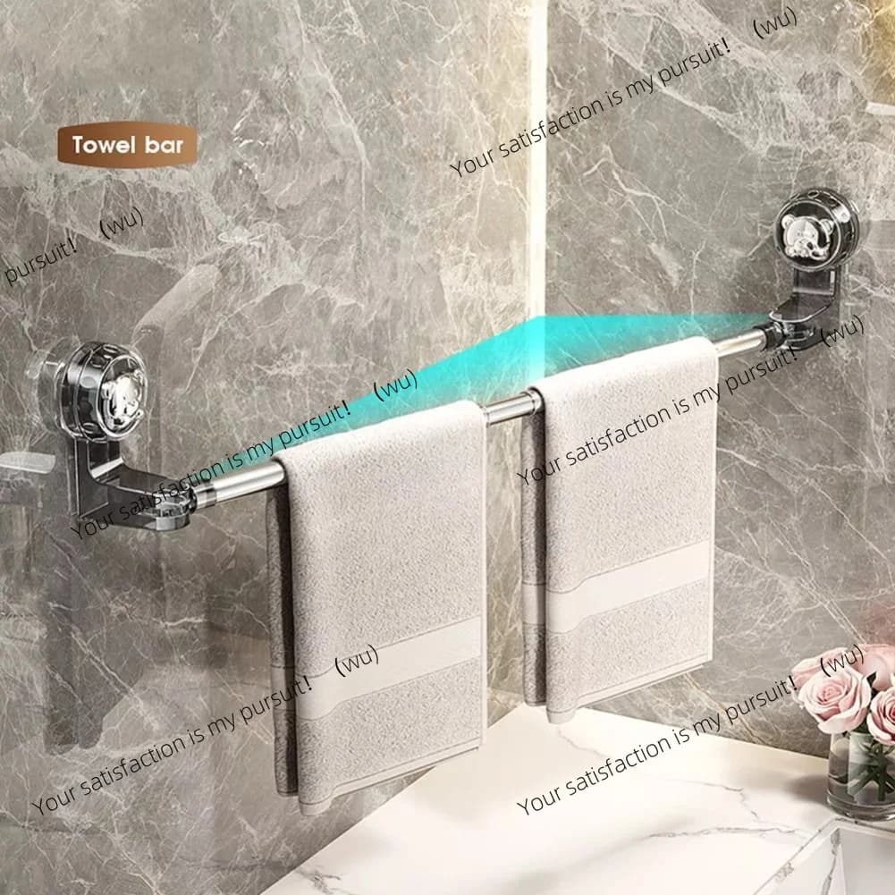 Retractable suction cup towel bar 30-60cm removable stainless steel ABS towel rack wall-mounted