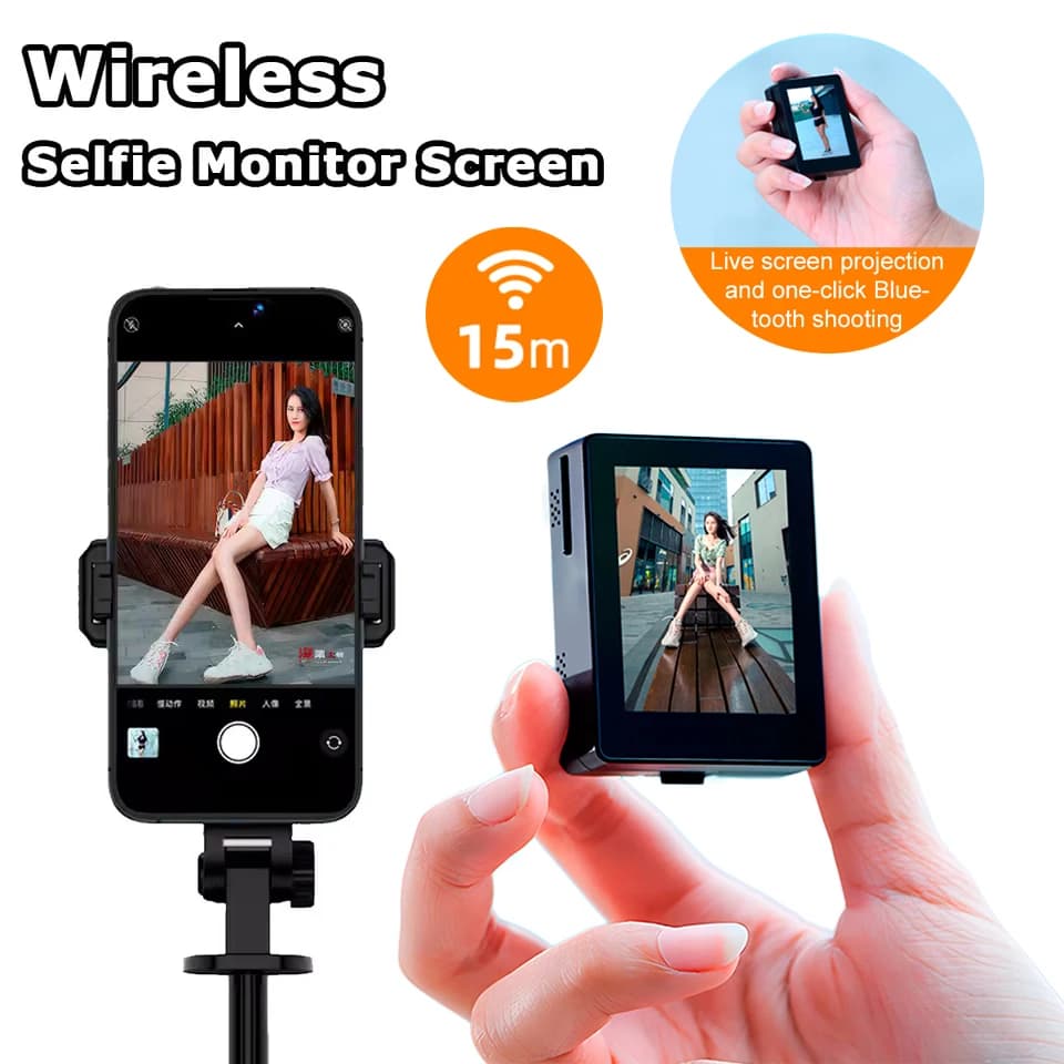 Monitor Wireless Portatile 2026 per Selfie e Vlog con Schermo per Fotocamera Posteriore Smartphone iPhone e Android