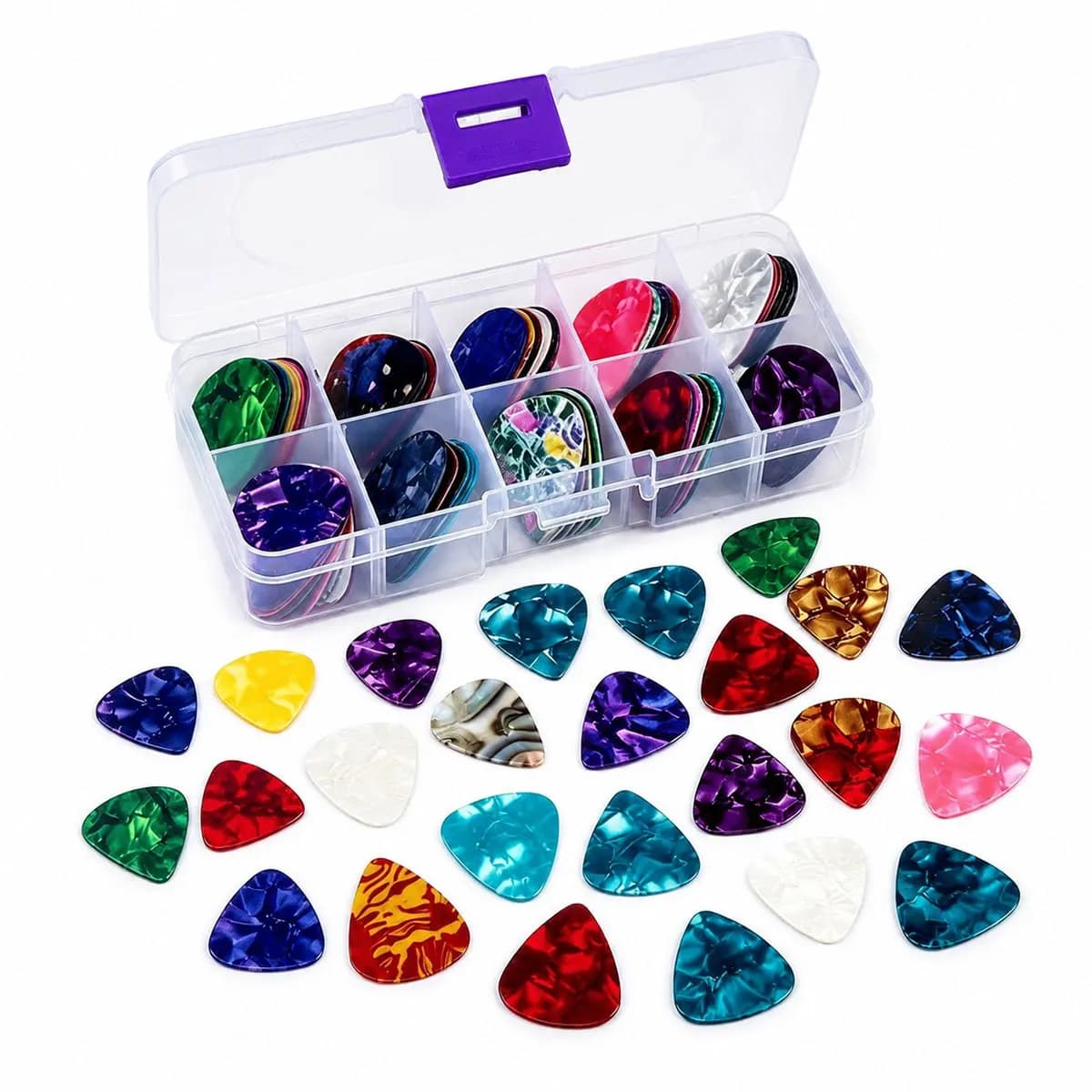 20Pcs Boxed 0.46mm Random ABS Guitar Picks, Assorted Pattern – Set for Guitar, Ukulele & Bass – Musical Instrument ZSY
