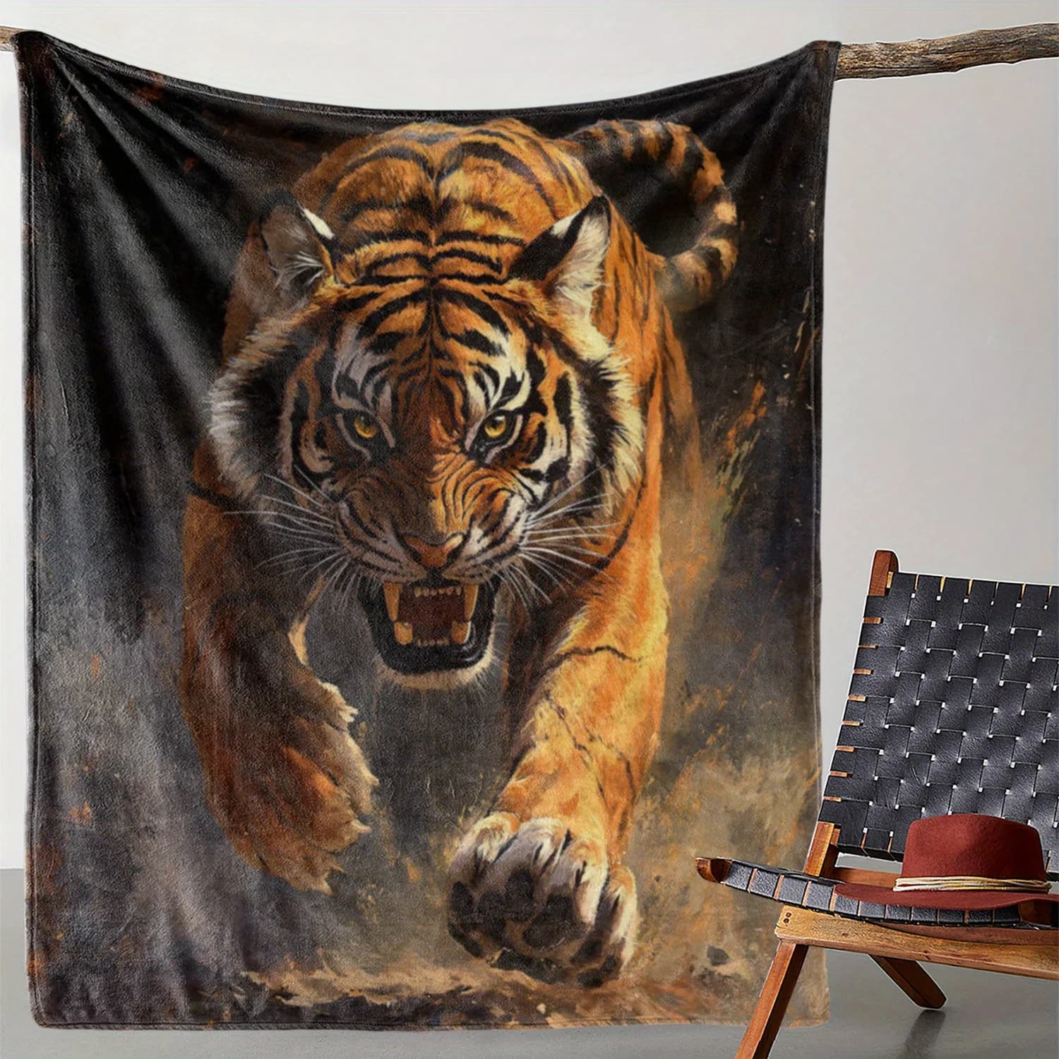 Coperta in flanella con stampa tigre vintage: morbida e accogliente, calda, stampa digitale per divano/letto/viaggio/campeggio, regalo per tutte le stagioni