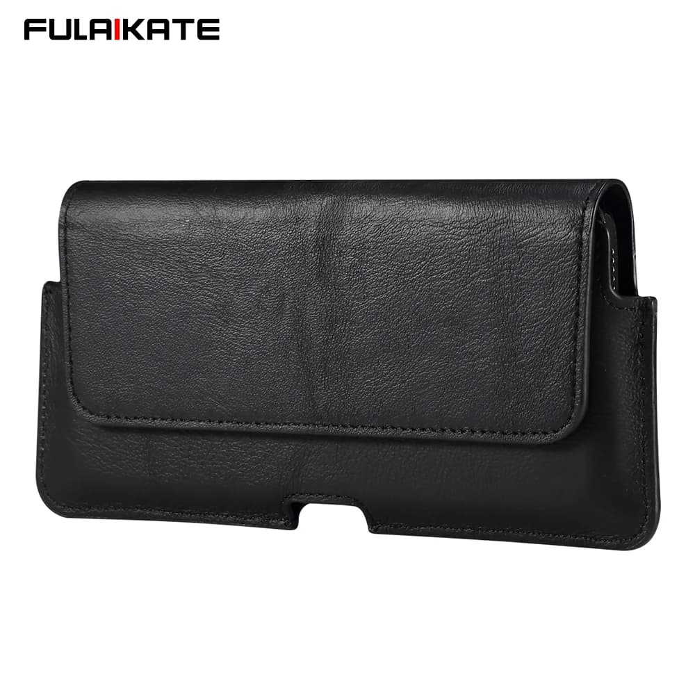 FULAIKATE 5.5-7.2 "Borsa per telefono universale in vera pelle Marsupio da cintura da uomo Tasca da lavoro Fondina per cellulare portatile