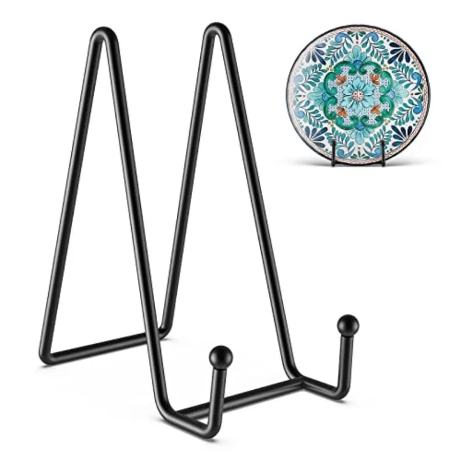 3 Pack 6 Inch Plate Stands for Display Picture - Vinyl Table Top Display, Decorative Metal Frame Holders for Book, Photo and Pl