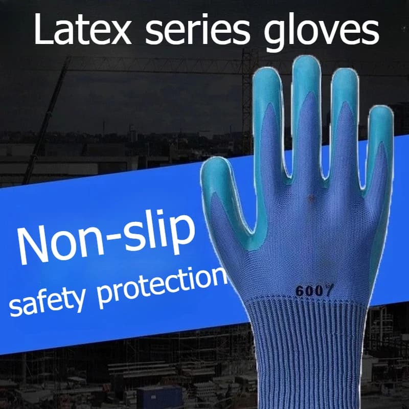 Guanti di sicurezza portatili resistenti all'olio, 12 pezzi, blu, stile minimalista, guanti resistenti all'usura con rilievo, accessori per esterni