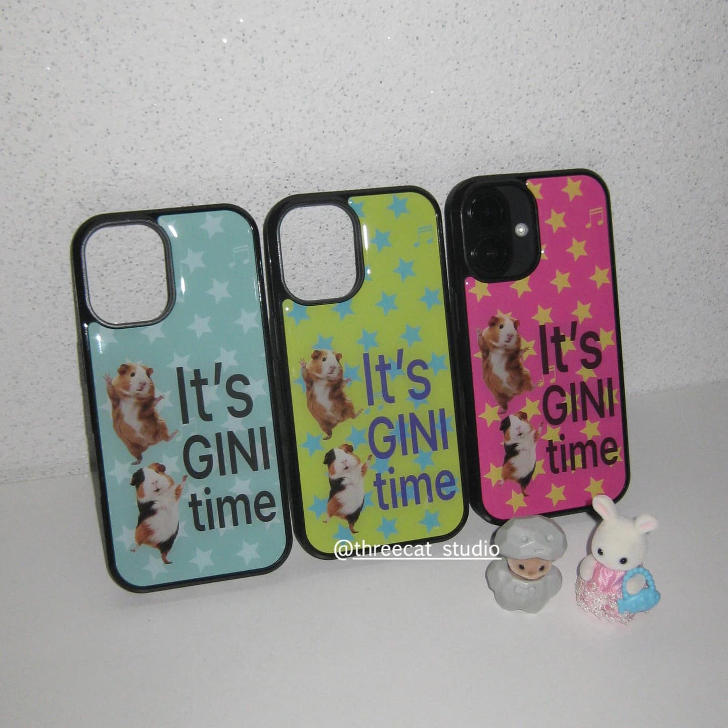 Korean Cute Guinea Pig Stars Resin Casting Phone Case For iPhone AIR 17 16 15 14 13 12 11 Pro Max Plus Mini Y2K Sweet Cover