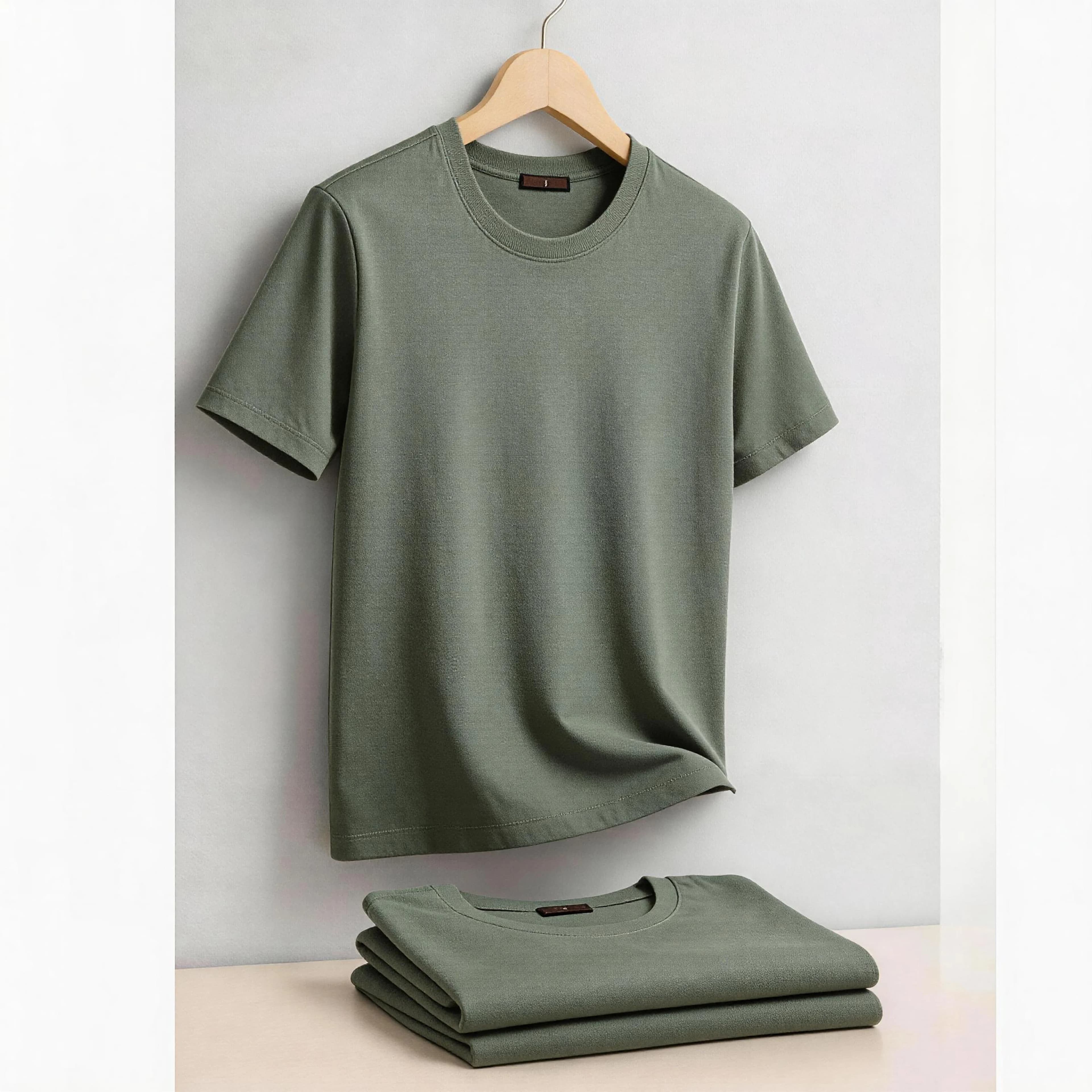 AIOPESON T-shirt da uomo in cotone con scollo a O, morbida al tatto, comoda, tinta unita, 8 opzioni, traspirante, leggera, casual, per tutti i giorni