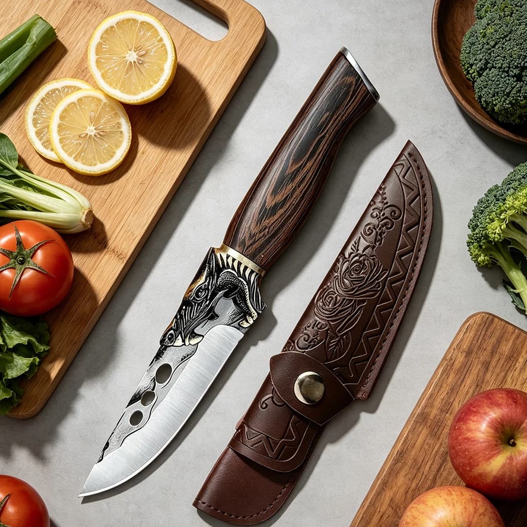 WXCOO Coltello da Macellaio Forgiato a Mano in Acciaio Inossidabile, Coltello da Disosso, Coltello da Carne, Coltello da Barbecue per Cucina e Giardino