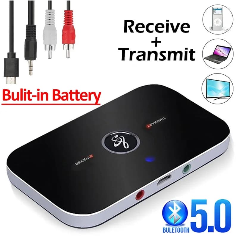 Trasmettitore ricevitore Audio Bluetooth 5.0 batteria da 300Mah Jack AUX da 3.5mm adattatori Wireless per musica Stereo per cuffie per PC per auto TV