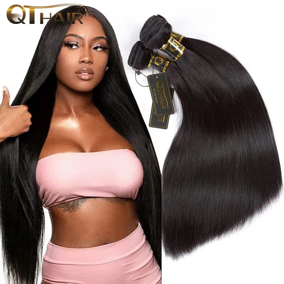 Fasci di capelli lisci con osso peruviano colore naturale 100% estensioni dei capelli umani 8-32 pollici tessuto di capelli lisci Remy 1/3/4 fasci