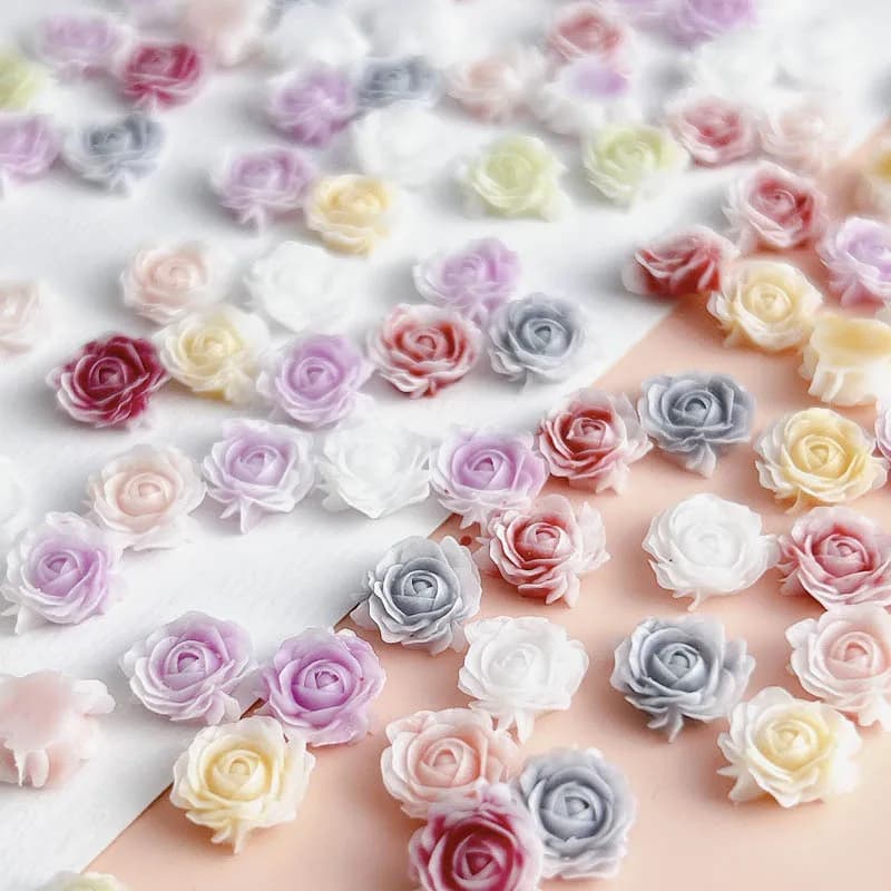 30 PZ 8 MM 3D Acrilico Fiore di Rosa Unghie artistiche Pendenti e Ciondoli Parti Camelia Accessori Retro Manicure Unghie Decorazione Forniture Materiali