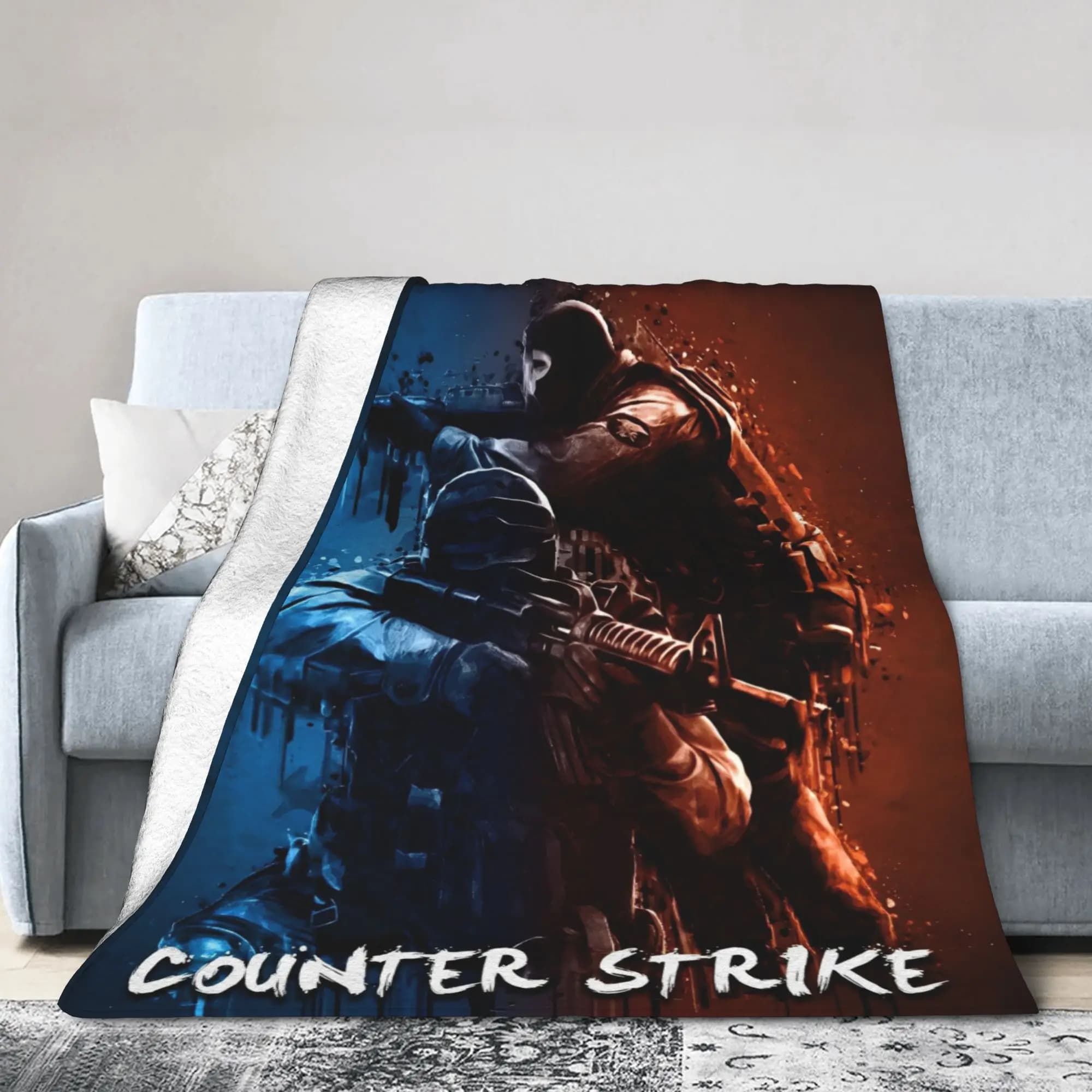 Counter Strike CS Go Coperte lavorate a maglia Gioco di tiro Arte Coperte in flanella Decorazione da viaggio Copriletti morbidi Multifunzione