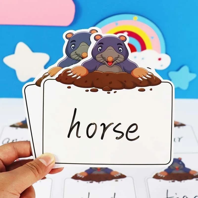 1Pcs Whack‑a‑Mole Interactive Flash Card Set,Kids Early Education Fun Desktop Game Cards,Classroom Parent‑child Interactive