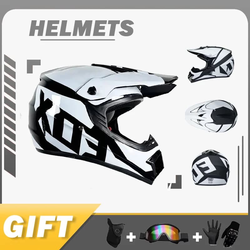 Kit di sicurezza MX completo: casco integrale, occhiali, guanti - certificato DOT - Scegli la guida ATV MX per ragazzi o Dirt Bike