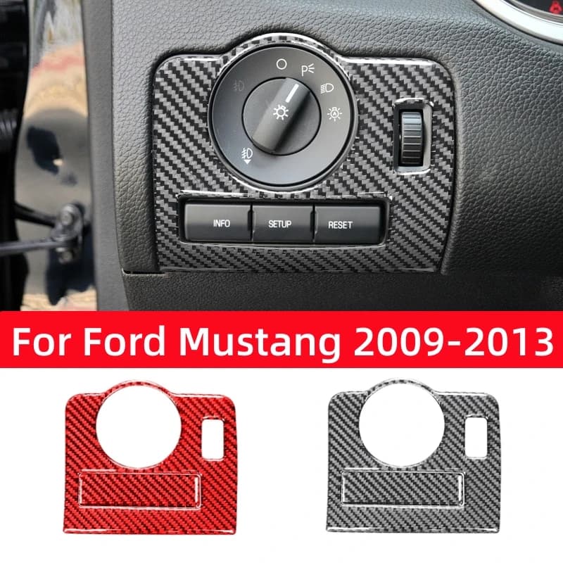 For Ford Mustang 2009-2014 Accessories Frame Carbon Fiber Adhesive For Push Buttons Switch Headlights Auto