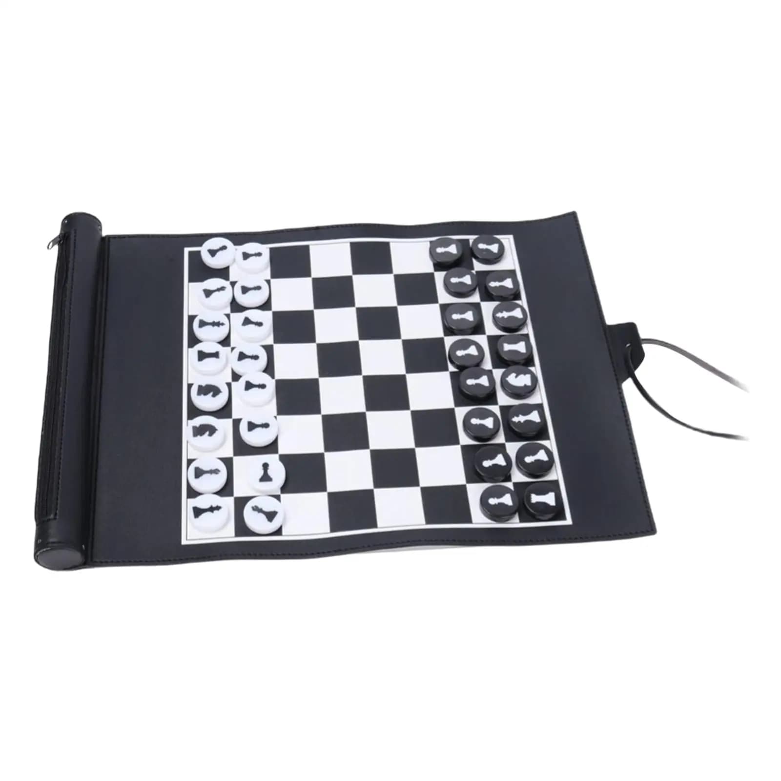 PU Leather Traditional Chess, Roll up Chess Set 32 Chessmen Board Game for Teens Beginner, Kids Tournament Training All Levels