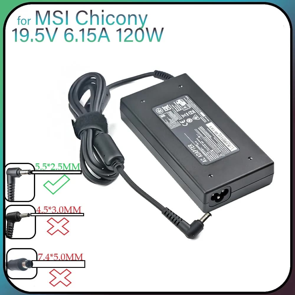 Per Chicony 19.5V 6.15A alimentatore per MSI GE60 GE70 GP60 PE62 GE72 GF63 16GH adattatore CA caricatore per laptop A12-120P1A 3