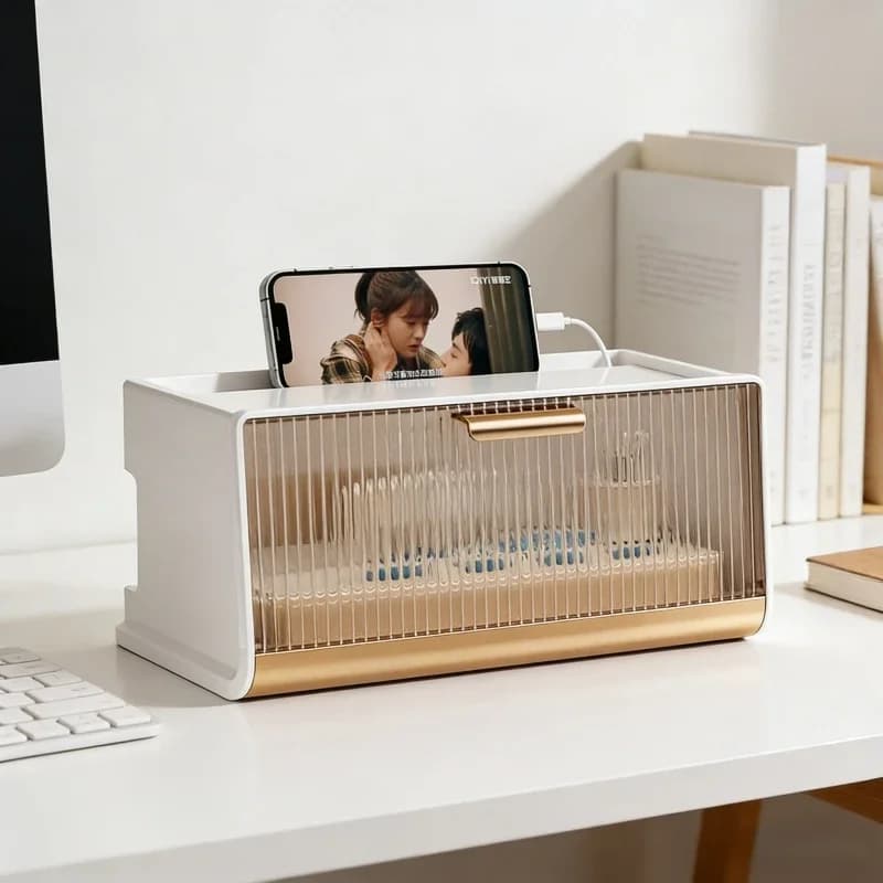 Organizzatore da Scrivania per Cavi e Dispositivi Elettronici: Custodia Antipolvere per Router Wireless, Modem e Multipresa