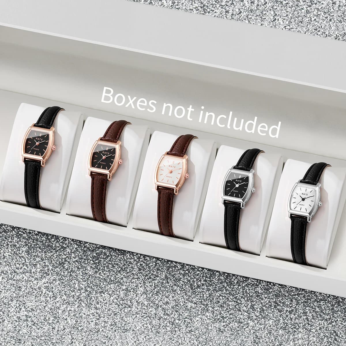 5 pcs/set fashion small dial women's watch casual leather strap quartz analogue watch Reloj Mujer gift girl's watch (without box)